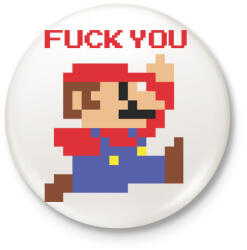 printfashion Super Mario - Fuck You - Kitűző, hűtőmágnes - Fehér (5186526)