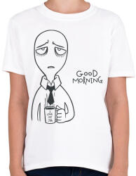 printfashion Good morning - Jó reggelt kávézás - Gyerek póló - Fehér (12047631)