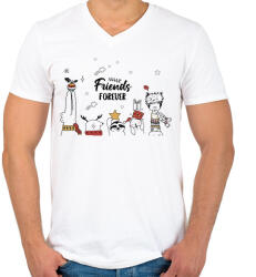 printfashion Friends forever - Férfi V-nyakú póló - Fehér (14972616)