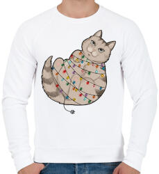 printfashion Karácsonyi cica - Férfi pulóver - Fehér (14912100)