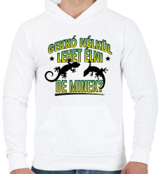 printfashion Gekkó nélkül élni - Férfi kapucnis pulóver - Fehér (10782370)