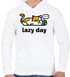 printfashion Lazy Day - Férfi kapucnis pulóver - Fehér (10803921)