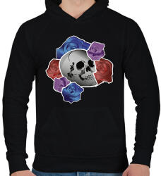 printfashion koponya és rózsák - Férfi kapucnis pulóver - Fekete (5680308)