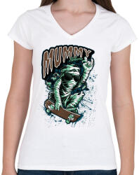 printfashion Múmia visszatér - Női V-nyakú póló - Fehér (57651)