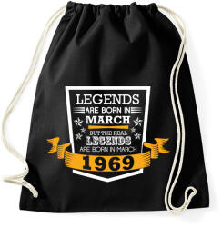 printfashion Real legends are born in March 1969 - Sportzsák, Tornazsák - Fekete (1251182)