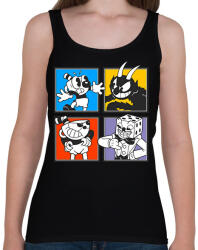 printfashion Cuphead karakterek - Női atléta - Fekete (7018232)