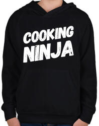 printfashion Cooking ninja - Gyerek kapucnis pulóver - Fekete (2383849)