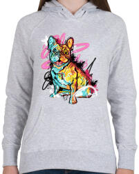 printfashion street art french bulldog - Női kapucnis pulóver - Sport szürke (5600753)