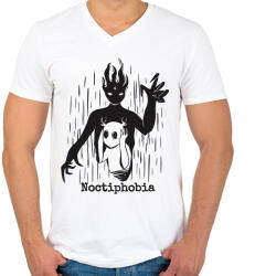 printfashion Noctiphobia - Férfi V-nyakú póló - Fehér (5483475)