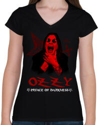 printfashion OZZY - Női V-nyakú póló - Fekete (2771519)