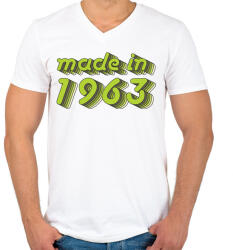 printfashion made-in-1963-green-grey - Férfi V-nyakú póló - Fehér (483248)
