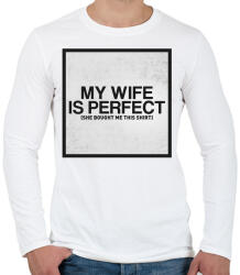 printfashion My wife - Férfi hosszú ujjú póló - Fehér (683401)