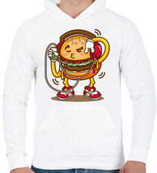 printfashion Hamburger - Férfi kapucnis pulóver - Fehér (5188562)