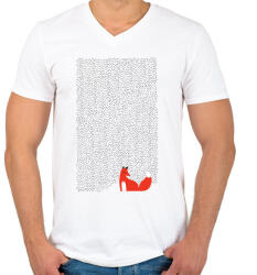 printfashion Black grass - Férfi V-nyakú póló - Fehér (216378)