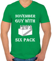 printfashion Novemberben született kockás hasú 2 - Férfi V-nyakú póló - Zöld (1390098)