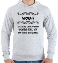 printfashion JÓGA - Olyan mint a vodka, úgyis a földön kötsz ki - Férfi kapucnis pulóver - Sport szürke (1300208)