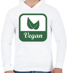 printfashion Vegán logó - Férfi kapucnis pulóver - Fehér (12695350)