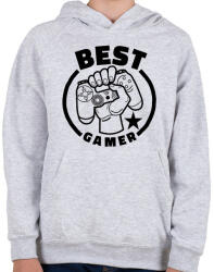 printfashion Best gamer - Gyerek kapucnis pulóver - Sport szürke (13639254)