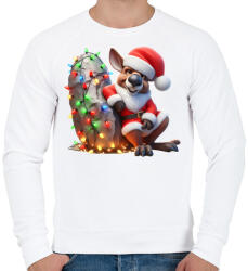 printfashion Vicces karácsonyi party kenguru - Mikulás ruhában - Férfi pulóver - Fehér (15247142)