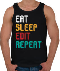 printfashion Eat, sleep, edit, repeat színes - Férfi atléta - Fekete (5241810)