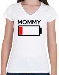 printfashion MOMMY - Női V-nyakú póló - Fehér (285065)