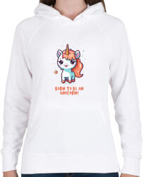 printfashion Born to be an unicorn - Női kapucnis pulóver - Fehér (14182505)