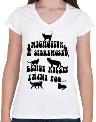 printfashion Meghoztuk a szerencséd - Női V-nyakú póló - Fehér (7898931)