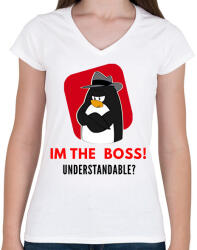 printfashion im the boss - Női V-nyakú póló - Fehér (2067311)