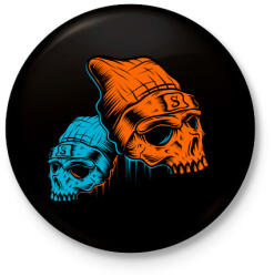printfashion Skull - Kitűző, hűtőmágnes - Fekete (3092915)