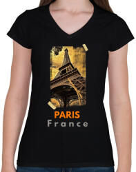 printfashion paris - Női V-nyakú póló - Fekete (1543931)