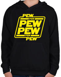 printfashion Pew pew pew - Gyerek kapucnis pulóver - Fekete (5728353)