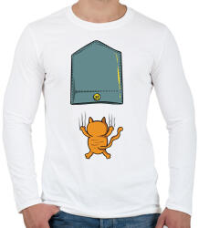 printfashion Cicás zsebminta - Férfi hosszú ujjú póló - Fehér (13099160)