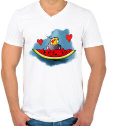 printfashion Parrot 2 - Férfi V-nyakú póló - Fehér (4822764)