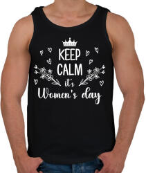 printfashion Keep calm it's women's day - Férfi atléta - Fekete (12637426)