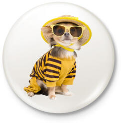 printfashion Kutya - Kitűző, hűtőmágnes - Fehér (3078026)