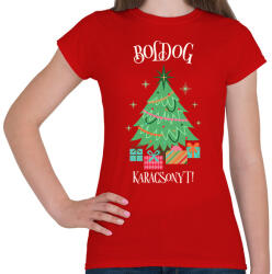 printfashion Boldog Karácsonyt - Női póló - Piros (9542676)