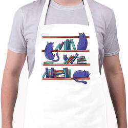 printfashion Cicák a könyvtárban - Kötény - Fehér (4914137)