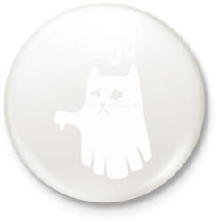 printfashion Macska szellem boo - Kitűző, hűtőmágnes - Fehér (4203669)