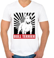 printfashion Bull Terrier - Férfi V-nyakú póló - Fehér (10127372)