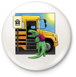 printfashion Iskolás dínó - Kitűző, hűtőmágnes - Fehér (14123048)