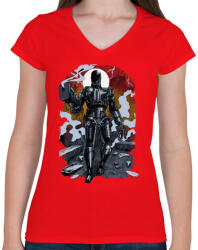 printfashion Terminátor - Női V-nyakú póló - Piros (120910)