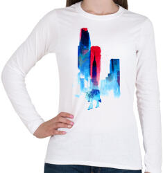 printfashion The wolf of the city - Női hosszú ujjú póló - Fehér (238403)