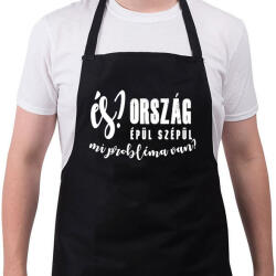 printfashion És? Ország épül szépül. Mi probléma van? - Kötény - Fekete (16321616)