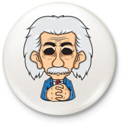 printfashion Albert Einstein - Kitűző, hűtőmágnes - Fehér (3090470)