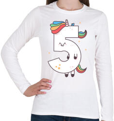 printfashion 5 éves unikornis - Női hosszú ujjú póló - Fehér (11804047)