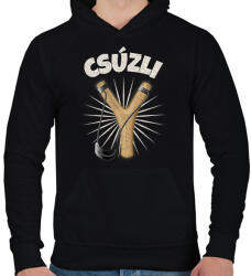 printfashion CSÚZLI - Férfi kapucnis pulóver - Fekete (10216019)