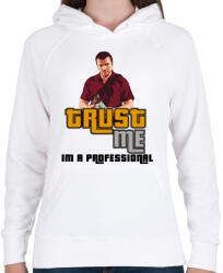 printfashion TRUST ME IM A PROFESSIONAL - Női kapucnis pulóver - Fehér (2009967)