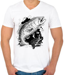 printfashion Hal - Férfi V-nyakú póló - Fehér (14102227)