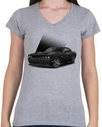 printfashion dodge - Női V-nyakú póló - Sport szürke (14669895)