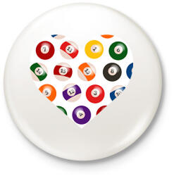 printfashion Biliárdos szív - Kitűző, hűtőmágnes - Fehér (11846855)